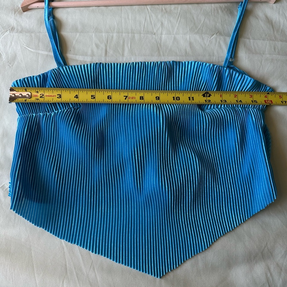 Blue Pleated Women's Top - Picture 3 of 5